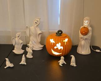 Vintage Ceramic Halloween Ghost and Pumpkin Collection