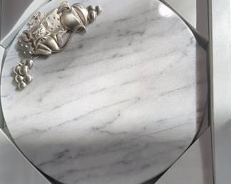 Vintage Godinger Silver Art Co. Marble Cheese Board with Mouse Motif