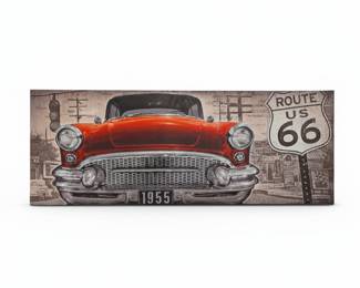 Route 66 Vintage Car Canvas Wall Art Set