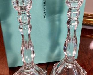 Pair of Tiffany & Co. Crystal Candle Stick Holders 