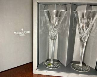 Pair of Waterford Lismore Toasting Flutes 