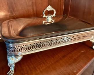 Vintage Silver Plate Footed Serving Dish 