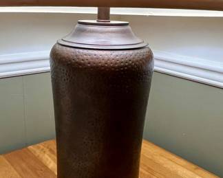 Hammered Finish Bronze-Tone Metal Table Lamp 