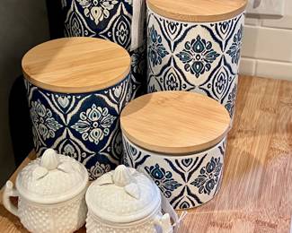 Canister Set, Butcher Block Cutting Board, Kitchen Decor 