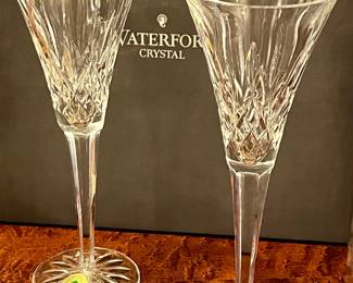 Pair of Waterford Crystal Toasting Flutes 