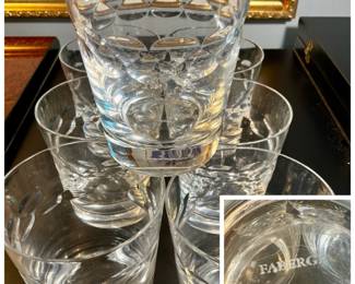 Set of 7 Faberge Crystal Rocks Glasses 