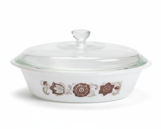 Vintage Glasbake Brown Floral Oval Casserole Dish