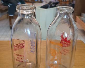 Vintage Pyro-Glazed Milk Bottles