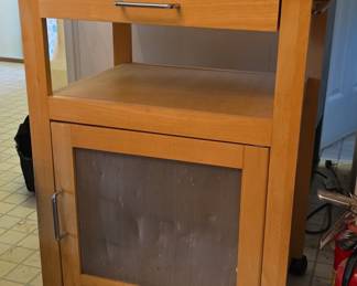 Rolling Kitchen Island Cart with Mesh Door