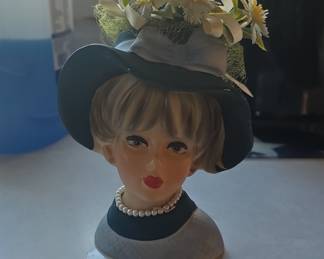 Vintage Napcoware Lady Head Vase with Blue Hat