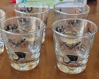 Vintage Libbey Curio Collection Horseless Carriage/Buggy Glasses