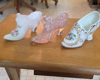Vintage Glass and Porcelain Shoe Figurine Collection