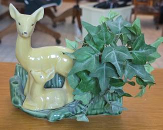Vintage Shawnee Pottery Doe and Fawn Planter