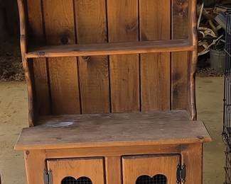 Vintage Country Pine Pie Safe Hutch
