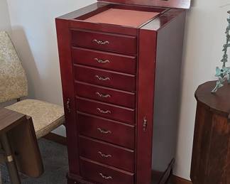 Tall Standing Wooden Jewelry Armoire
