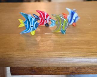Set of Four Miniature Lampwork Tropical Fish Ornaments