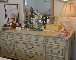 French Provincial Style Nine-Drawer Dresser with Mirror