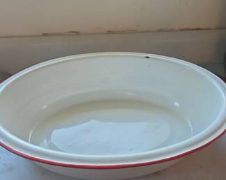 Vintage White Enamelware Oval Roasting Pan