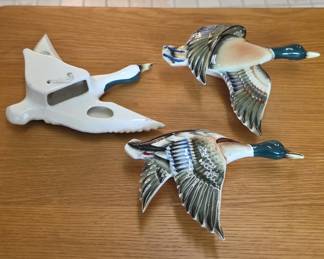 Vintage Ceramic Flying Mallard Duck Wall Pockets