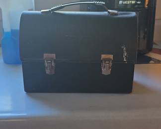 Vintage Black Metal Dome-Top Workman's Lunchbox