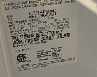 Frigidaire FFU14F5HWJ Upright Freezer