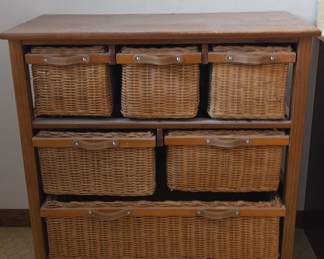 Wicker Basket Storage Console