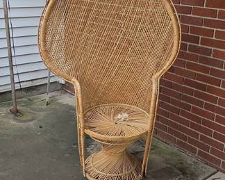 Vintage 1970s Emmanuelle Style Wicker Peacock Chair