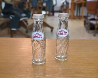 Vintage Pepsi-Cola Glass Bottle Salt and Pepper Shakers