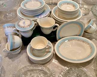 52 pc not complete Edwin M Knowles with 22KT gold trim