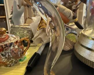 Murano style blown glass w/ gold leaf accents