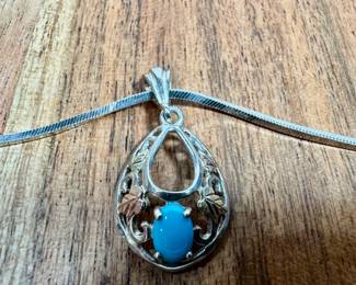 Sterling Silver & 12kt gold pendant with sterling chain ~ Chain stamped 925 Italy / Pendant stamped STER & 12k 9.1 grams