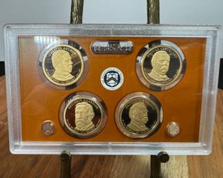2012-S United States Presidential Dollar Proof Set featuring four dollar coins for Chester A. Arthur, Benjamin Harrison, and Grover Cleveland