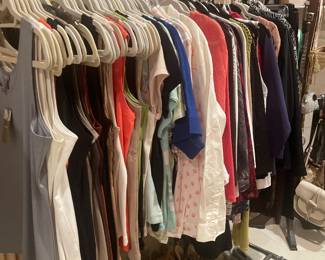 THE CHICOS WALL OF FAME - ALL THIS RACK IS JUST CHICOS CLOTHING  MANY NEW W/ TAGS   SIZES 1-3  SO MED TO XL 