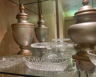 WATERFORD ABOUNDS -   CAKE STAND - SEVERAL SERVING PIECES AND A HUGE AMOUNT OF GLASSWARE - ALL WATERFORD 