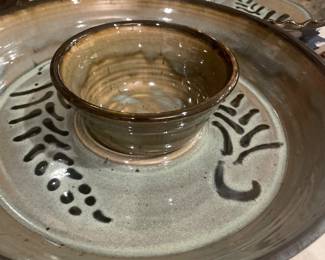SIGNED POTTERY  CHIP /DIP AND 1 MORE BOWL  3 PC SET