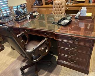 top of the line for this partner desk with custom glass - 