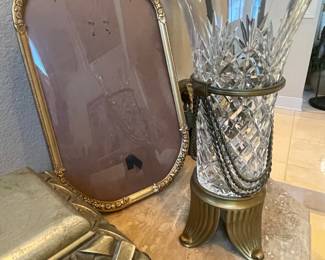 antique frame and other crystal decor - 