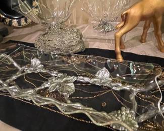 ARTHUR COURT - SERVING PIECES WITH PLASTIC NOT GLASS AND PEWTER  PERFECT FOR THE POOL OR ANY OUTDOOR OR IN EVENT 