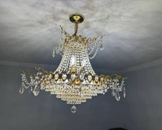  Glass Drop Gold Chandelier 