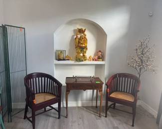 Cane Woven seat Wooden Matching Chairs Metal Bamboo Room Divider