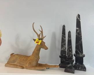 Hand - Carved Wooden and Marbles Decor Pieces