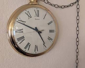 Mid-Century Modern United Clock Corp. Oversized Pocket Watch Wall Clock