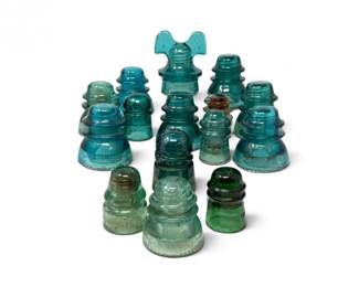 130 VintageHemingrayBrookfieldGlassElectricalInsulators15Pc