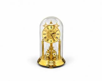 146 HallerGermanBrassTorsionAnniversaryClockwGlassDome