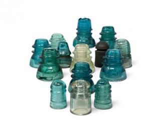 140 VintageHemingrayBrookfieldGlassElectricalInsulators13Pc