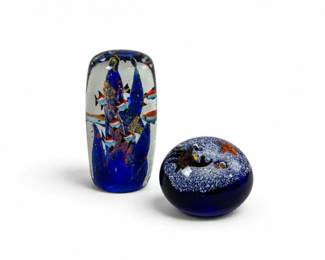 135 HandblownArtGlassAquariumFishPaperweights2Pc