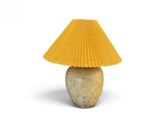 63 LargeMottledGlazedCeramicTableLampwPleatedShade