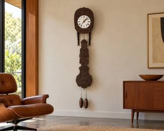 120 AntiqueFrenchMorbierWallClockMergerPoitiersEmbossedMetal
