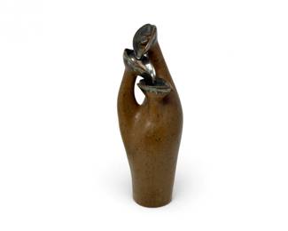 38 SignedCeramicHeartDesignCascadingTabletopFountain