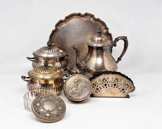 92 VintageSilverPlateServingTablewareCollection7Pc